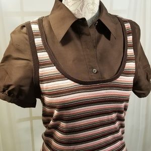 Tory Burch Brown Stripe Vest Top